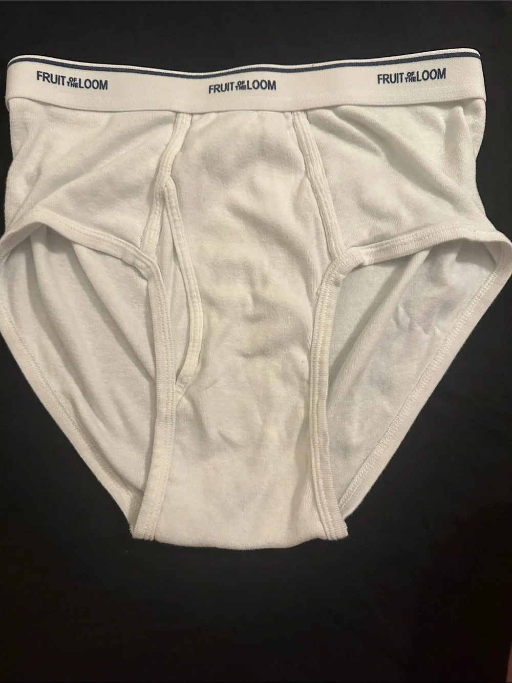 Fruit of the Loom White Men's Cotton Briefs with Navy Logo Waistband